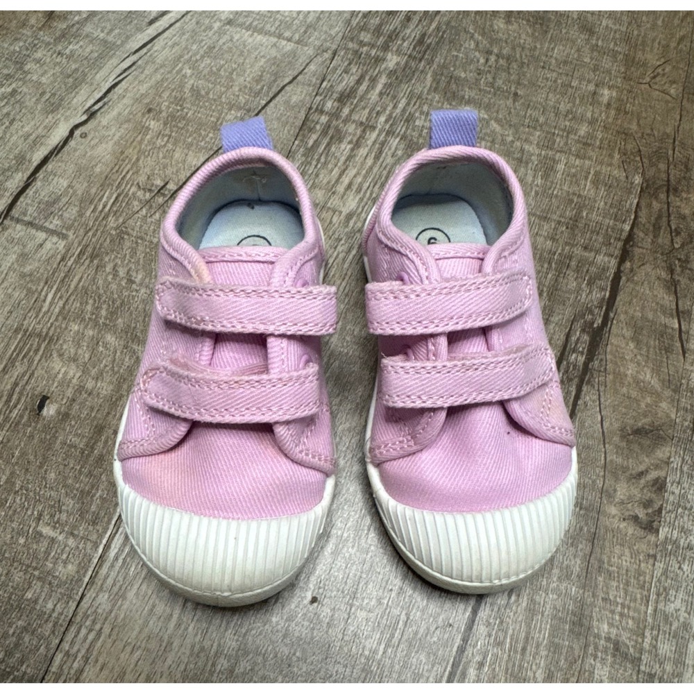 Cat & Jack Toddler Girls Pink Canvas Hook and Loop Sneakers Size 6 - Picture 3 of 8
